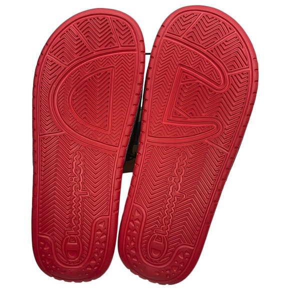 NWT CHAMPION SUPER AUTHENTIC MEN'S RED BLACK SLIP ON SLIDES SANDALS SIZE 8 - Picture 4 of 4